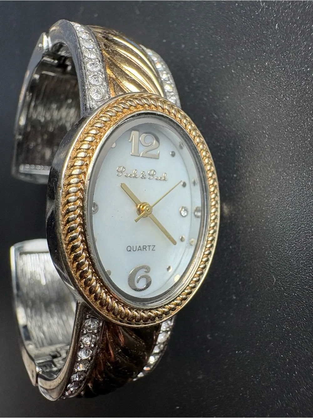 Peck and Peck Women’s Two-Tone Women's Quartz Bangle Watch in Gold and Silver